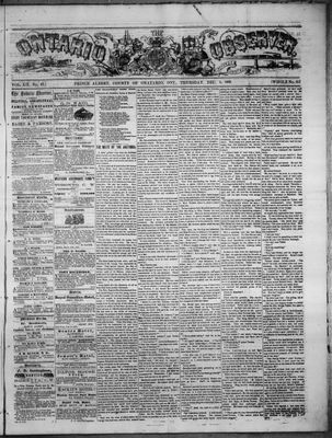 Ontario Observer (Port Perry), 2 Dec 1869