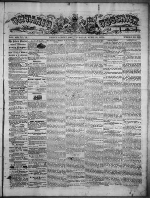 Ontario Observer (Port Perry), 21 Apr 1870