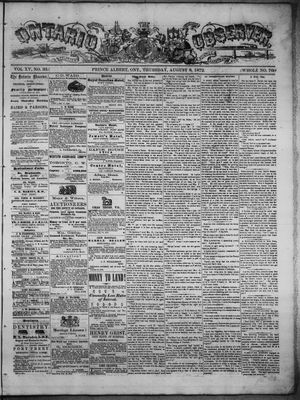 Ontario Observer (Port Perry), 8 Aug 1872