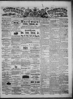 Ontario Observer (Port Perry), 22 May 1873