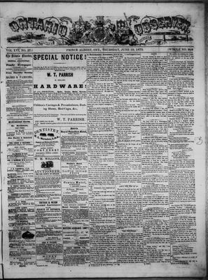 Ontario Observer (Port Perry), 19 Jun 1873