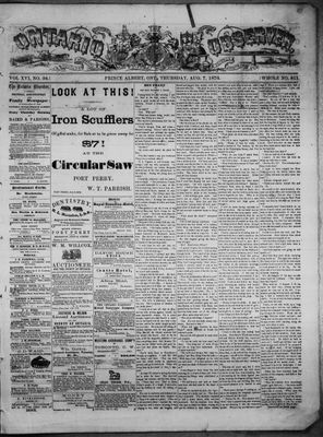 Ontario Observer (Port Perry), 7 Aug 1873