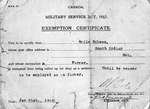 Canada, Military Service Act, 1917 Exemption Certificat