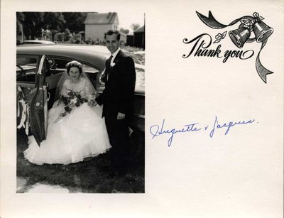 Mariage de Mlle Huguette Proulx et Jacques Vallières.