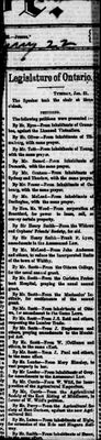 Ontario Scrapbook Hansard, 21 Jan 1868