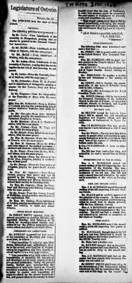 Ontario Scrapbook Hansard, 31 Jan 1868