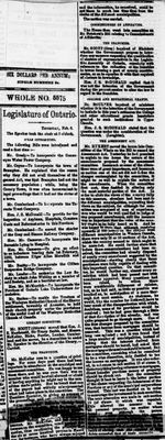 Ontario Scrapbook Hansard, 6 Feb 1868