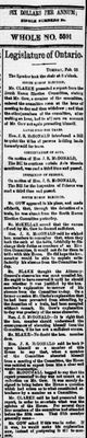 Ontario Scrapbook Hansard, 25 Feb 1868