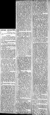 Ontario Scrapbook Hansard, 9 Nov 1869