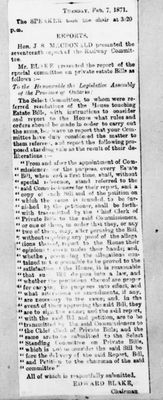 Ontario Scrapbook Hansard, 7 Feb 1871