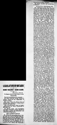 Ontario Scrapbook Hansard, 12 Feb 1873