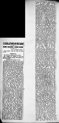 Ontario Scrapbook Hansard, 7 Mar 1873