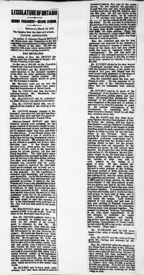 Ontario Scrapbook Hansard, 13 Mar 1873