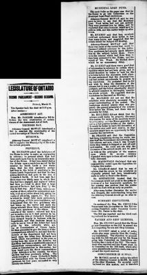 Ontario Scrapbook Hansard, 21 Mar 1873