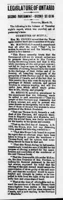 Ontario Scrapbook Hansard, 28 Mar 1873