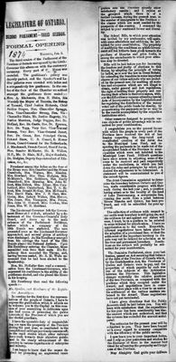 Ontario Scrapbook Hansard, 8 Jan 1874