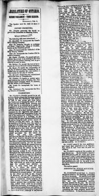 Ontario Scrapbook Hansard, 11 Feb 1874