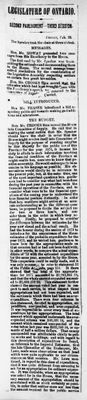 Ontario Scrapbook Hansard, 20 Feb 1874