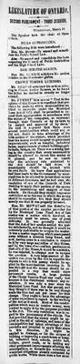 Ontario Scrapbook Hansard, 11 Mar 1874