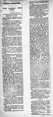 Ontario Scrapbook Hansard, 18 Mar 1874