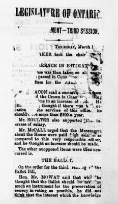 Ontario Scrapbook Hansard, 19 Mar 1874