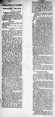 Ontario Scrapbook Hansard, 21 Mar 1874