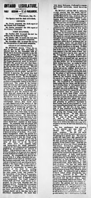 Ontario Scrapbook Hansard, 19 Jan 1876