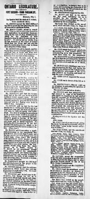 Ontario Scrapbook Hansard, 7 Feb 1876