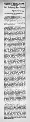 Ontario Scrapbook Hansard, 11 Jan 1878