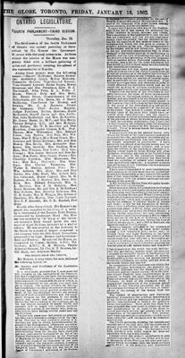 Ontario Scrapbook Hansard, 12 Jan 1882