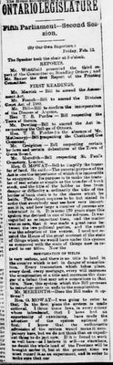 Ontario Scrapbook Hansard, 13 Feb 1885