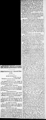 Ontario Scrapbook Hansard, 20 Feb 1885