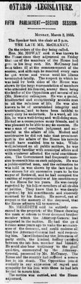 Ontario Scrapbook Hansard, 2 Mar 1885