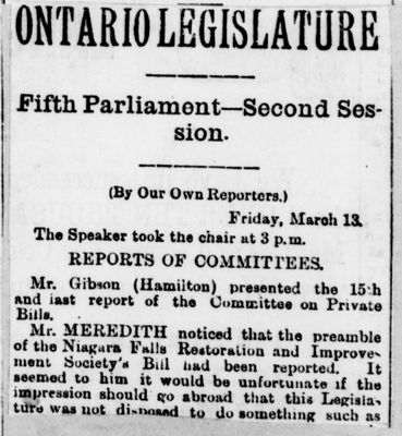 Ontario Scrapbook Hansard, 13 Mar 1885