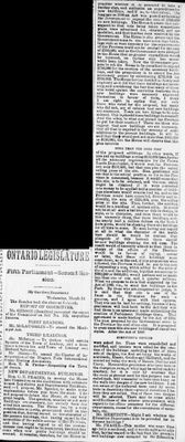 Ontario Scrapbook Hansard, 18 Mar 1885