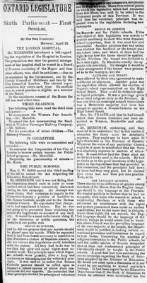 Ontario Scrapbook Hansard, 18 Apr 1887