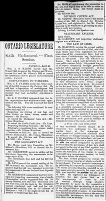 Ontario Scrapbook Hansard, 21 Apr 1887