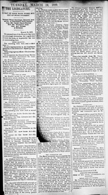 Ontario Scrapbook Hansard, 18 Mar 1889