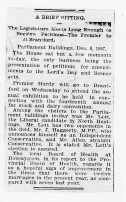 Ontario Scrapbook Hansard, 6 Dec 1897