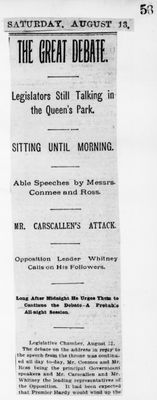 Ontario Scrapbook Hansard, 12 Aug 1898