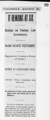 Ontario Scrapbook Hansard, 19 Aug 1898