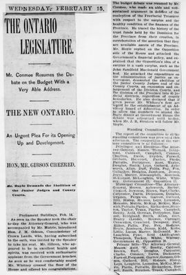 Ontario Scrapbook Hansard, 14 Feb 1899