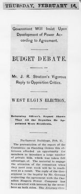 Ontario Scrapbook Hansard, 15 Feb 1899