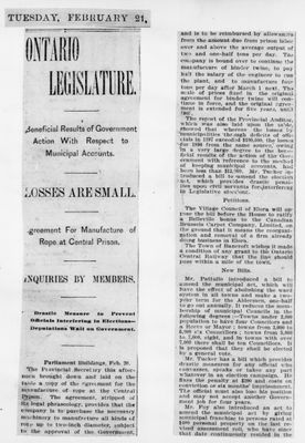 Ontario Scrapbook Hansard, 20 Feb 1899