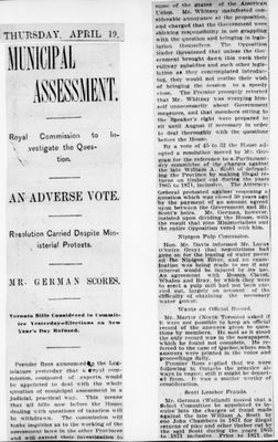 Ontario Scrapbook Hansard, 19 Apr 1900