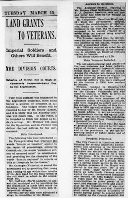 Ontario Scrapbook Hansard, 12 Mar 1901