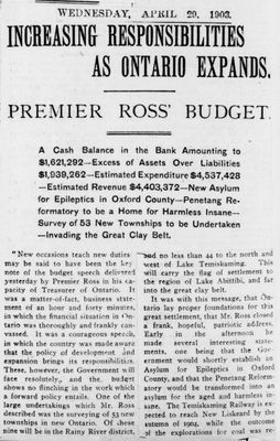 Ontario Scrapbook Hansard, 28 Apr 1903