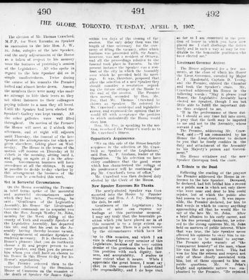 Ontario Scrapbook Hansard, 9 Apr 1907