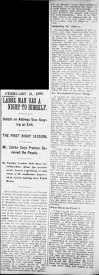 Ontario Scrapbook Hansard, 21 Feb 1908