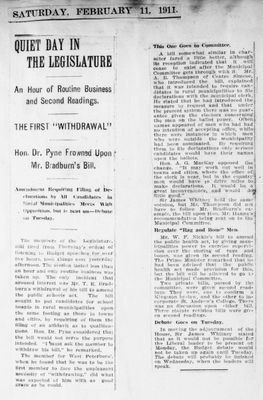 Ontario Scrapbook Hansard, 11 Feb 1911